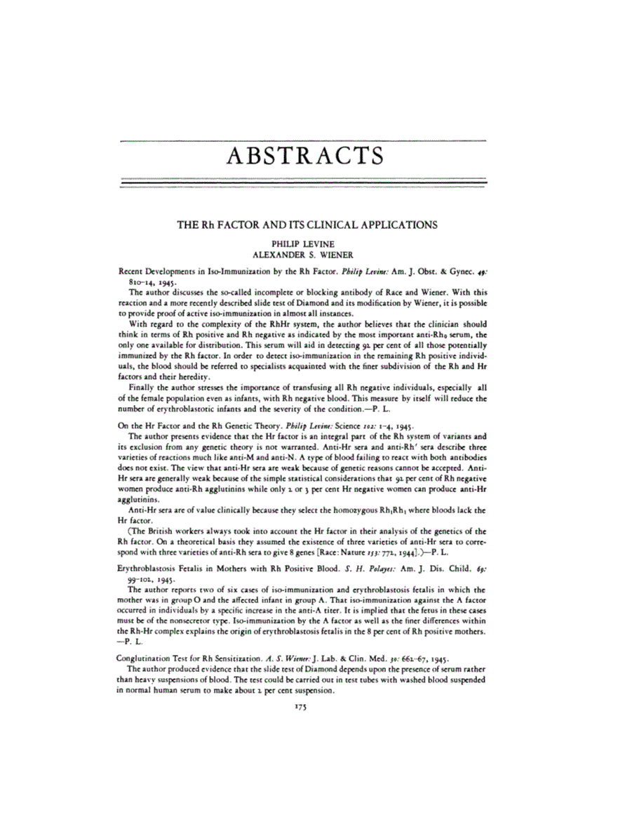 First page of ABSTRACTS
