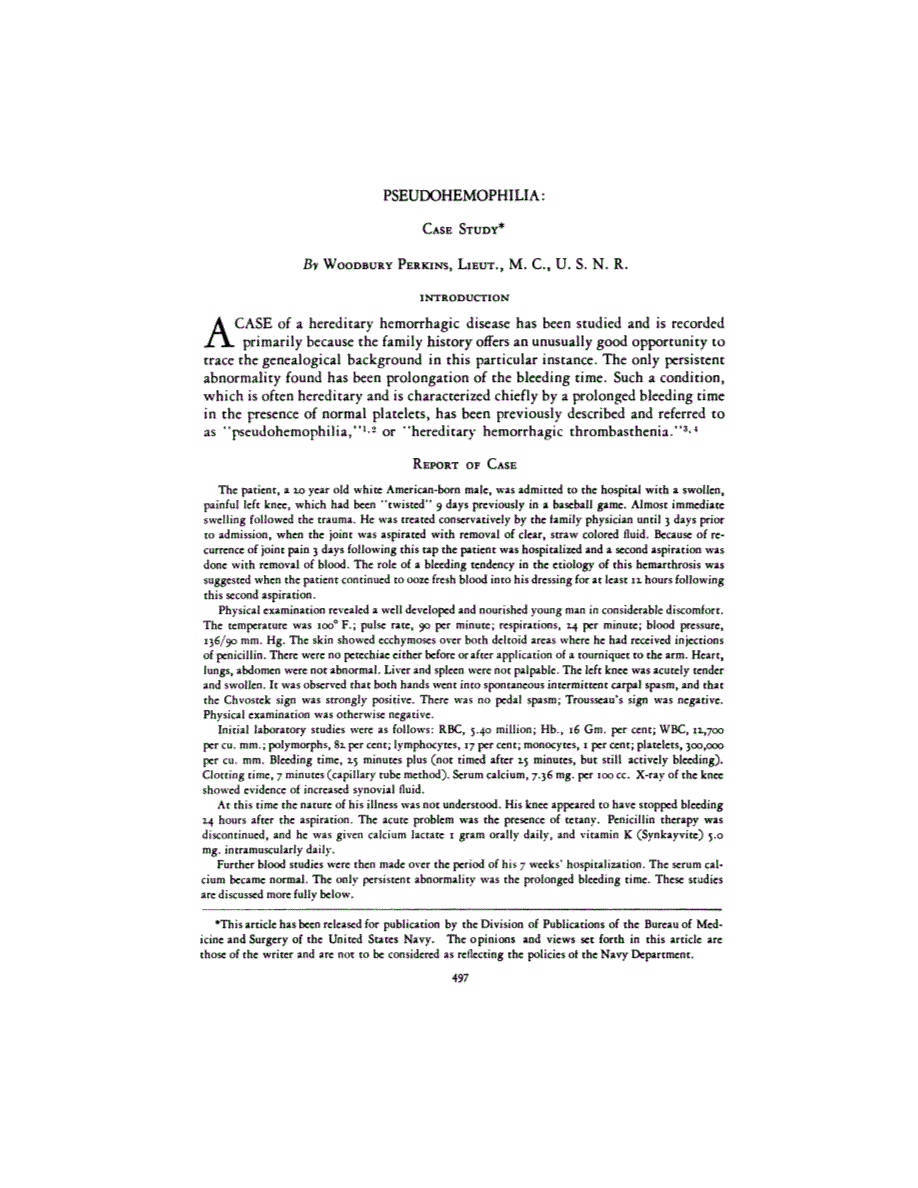 First page of PSEUDOHEMOPHILIA <subtitle>CASE STUDY</subtitle>