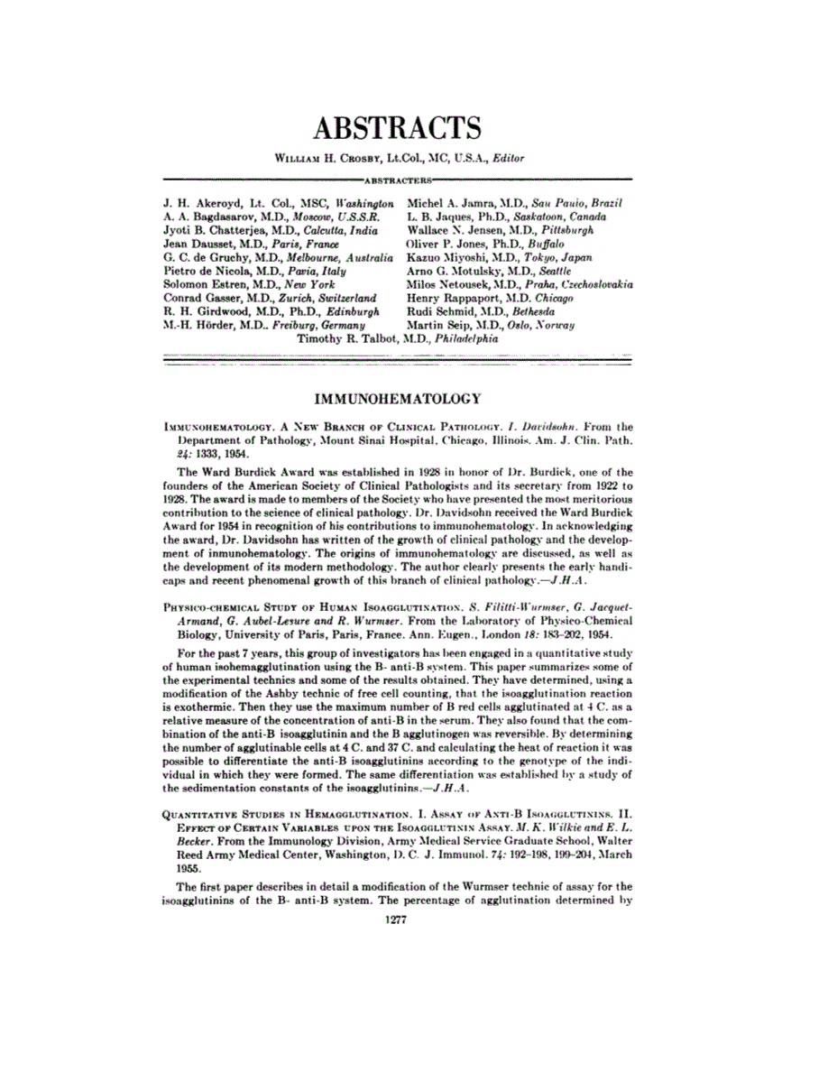 First page of ABSTRACTS