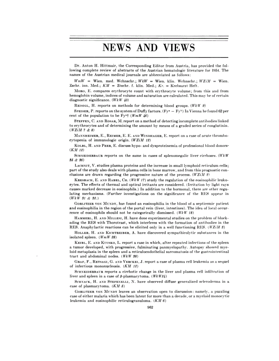 First page of NEWS AND VIEWS