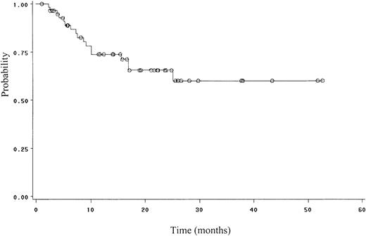 Fig. 2. Overall freedom from progression of 59 patients with HD-HIV.