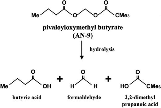 Fig. 1. Structure of AN-9 and the products released upon metabolic hydrolysis.