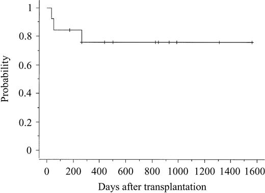 Figure 1. Probability of disease-free survival after cord blood transplantation.