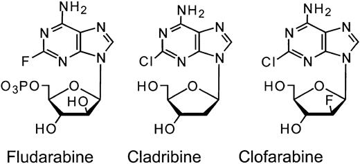 Figure 1. Structures of fludarabine, cladribine, and clofarabine.