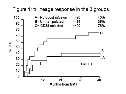 Figure 1:. trilineage response in the 3 groups