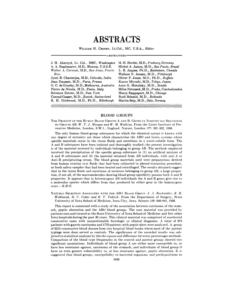 First page of ABSTRACTS