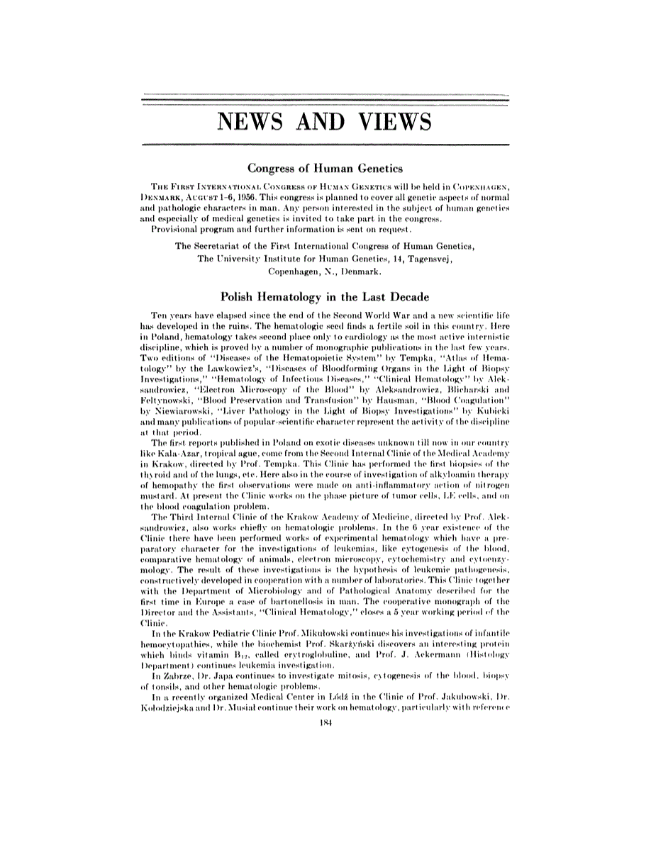 First page of NEWS AND VIEWS