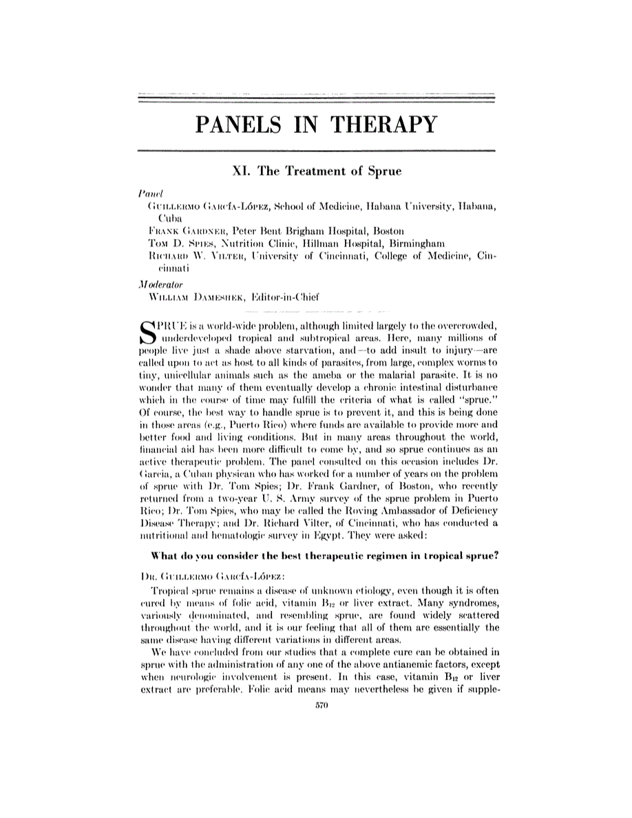 First page of Panels in Therapy. XI. The Treatment of Sprue