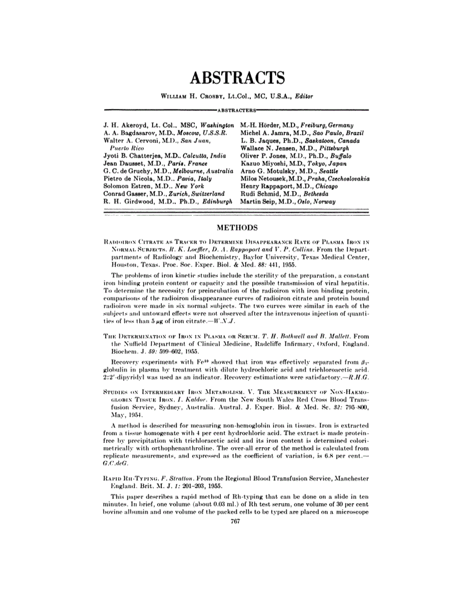 First page of ABSTRACTS