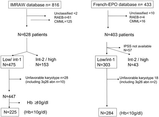Figure 1. Flow chart for the comparison between the French-EPO and the IMRAW database.
