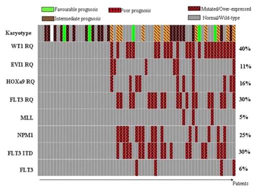 Figure 1. Frequencies and distribution of different molecular markers and karyotype subgroups