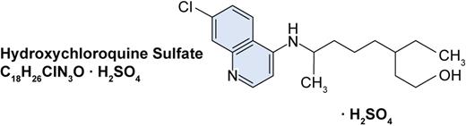 The structure of hydroxychloroquine sulphate. Professional illustration by Paulette Dennis.