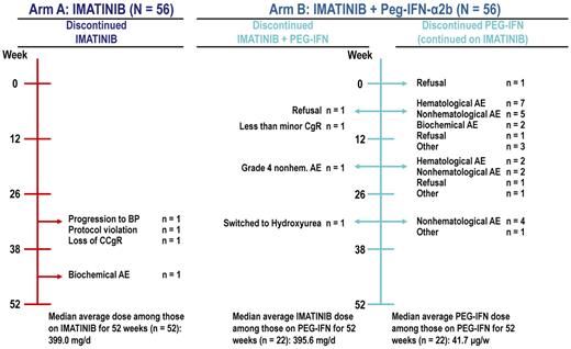 Figure 1. Causes for therapy discontinuation by study arm. BP indicates blastic phase.