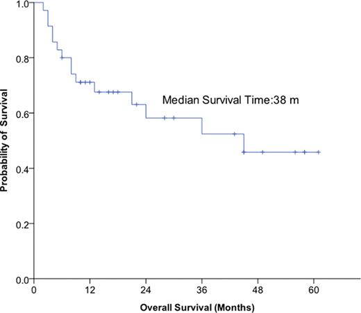 Figure 1:. Overall Survival of all patients treated with GVD regimen