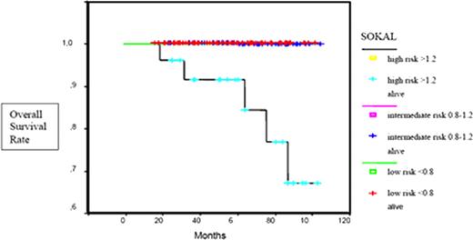 Figure 1. Overall survival curves according to the Sokal risk groups.