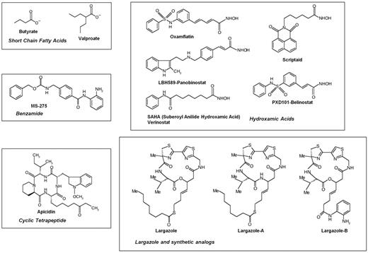 Figure 1. Chemical structures and chemical classes of the HDAC inhibitors used.