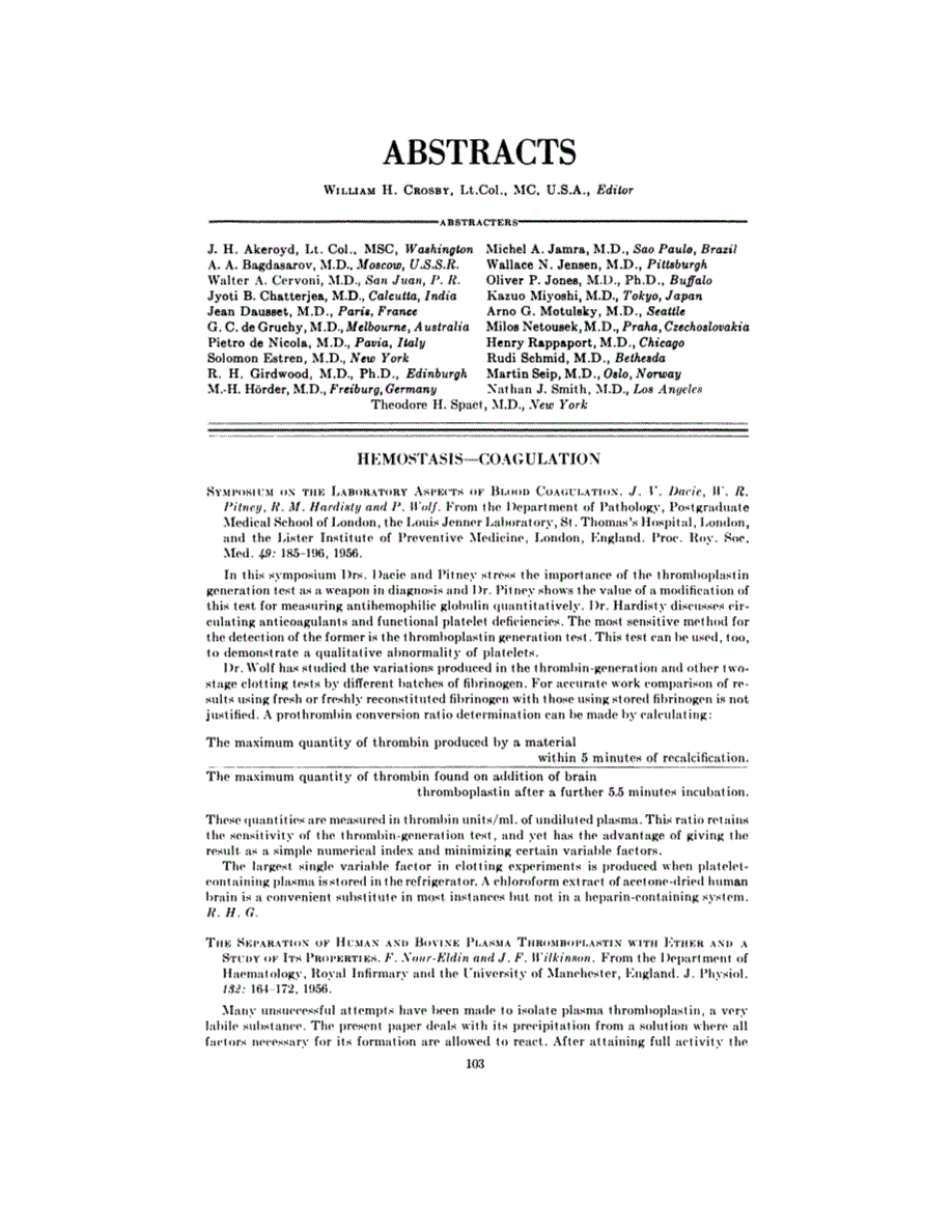 First page of ABSTRACTS