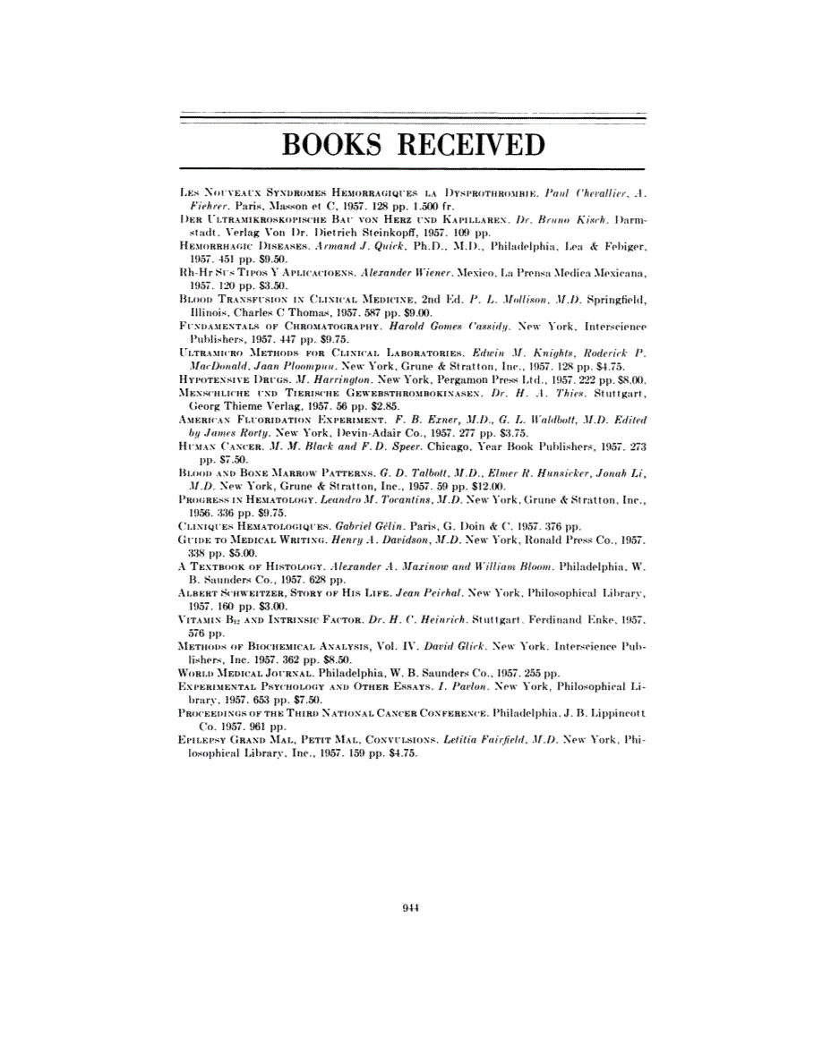 First page of BOOKS RECEIVED