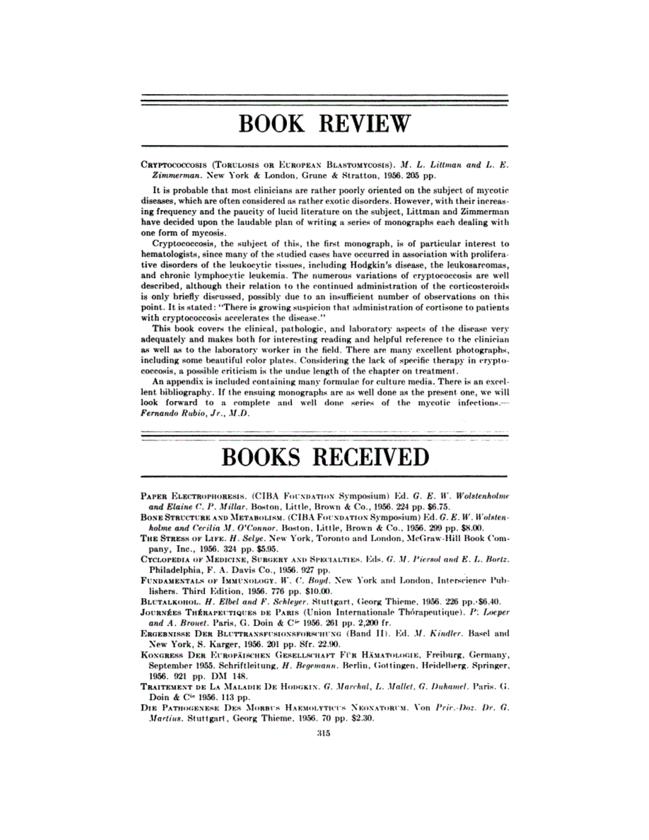 First page of BOOKS RECEIVED