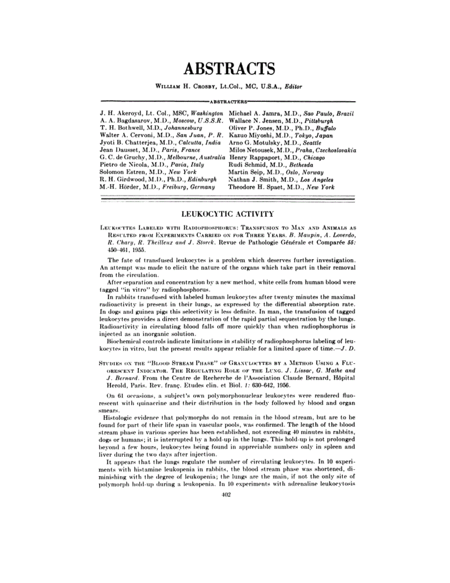 First page of ABSTRACTS