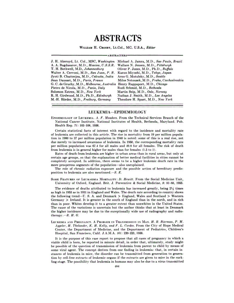 First page of ABSTRACTS