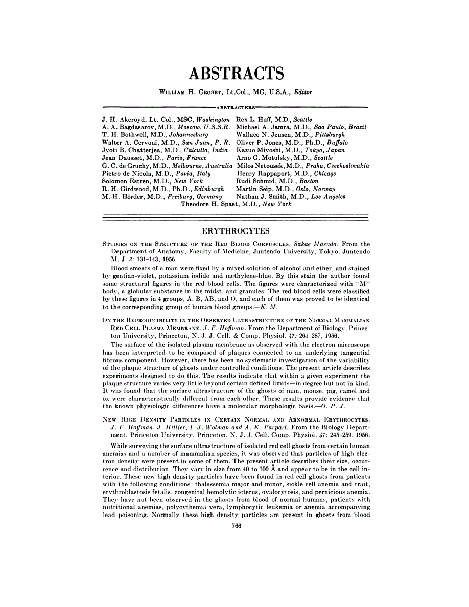 First page of ABSTRACTS