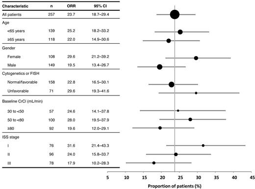Figure 2. Responses according to demographic and baseline disease characteristics.