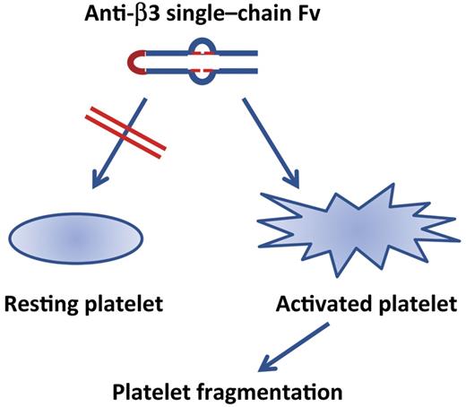 A single-chain variable fragment (scFv) recognizes the activated conformation of the b3 subunit of the αIIbβ3 platelet receptor. Upon binding to platelets the scFv induces an oxidative platelet fragmentation that reduces tumor metastasis.