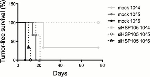Figure 1. In vivo tumor-forming capability of siHSP105 or mock Namalwa cells