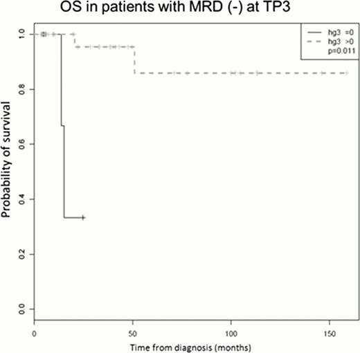 Figure 3. Overall survival in patients with negative MRD at TP3 according to HGs status.