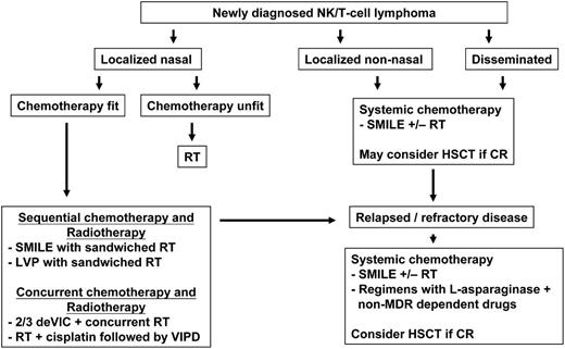 Figure 3. Treatment algorithm of NK/T-cell lymphoma. RT, radiotherapy.