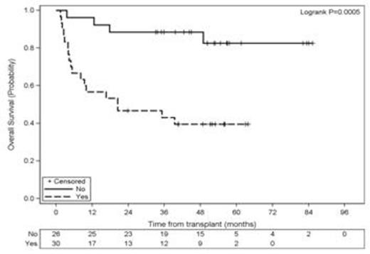 Overall survival pts with (yes) or without (no) chronic GVHD