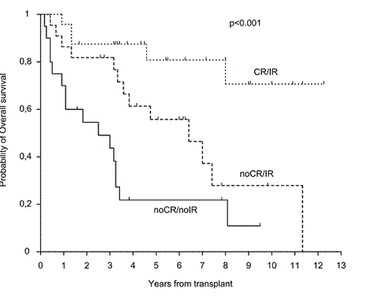 Fig.1. OS by disease response post allograft