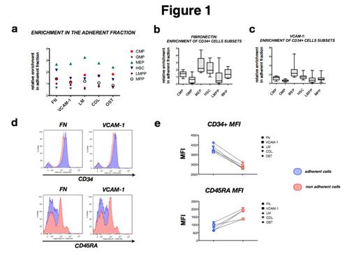 Figure 1. Analysis of adhesion preferences of CD34+ stem and progenitor cells.