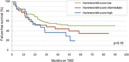 Figure 1. FFS to TKI2 as second line TKI therapy according to Hammersmith score.