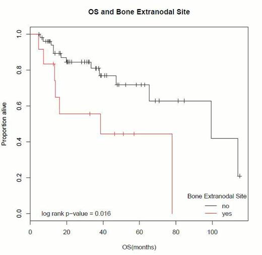 Figure 1. Overall survival curve in patients with DLBCL and bone marrow involvement.