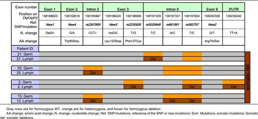 Patients with somatic deletions of TNFAIP3