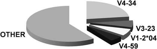 Figure 3. Immunogenetics of the CBL-MZ. IGHV gene repertoire.