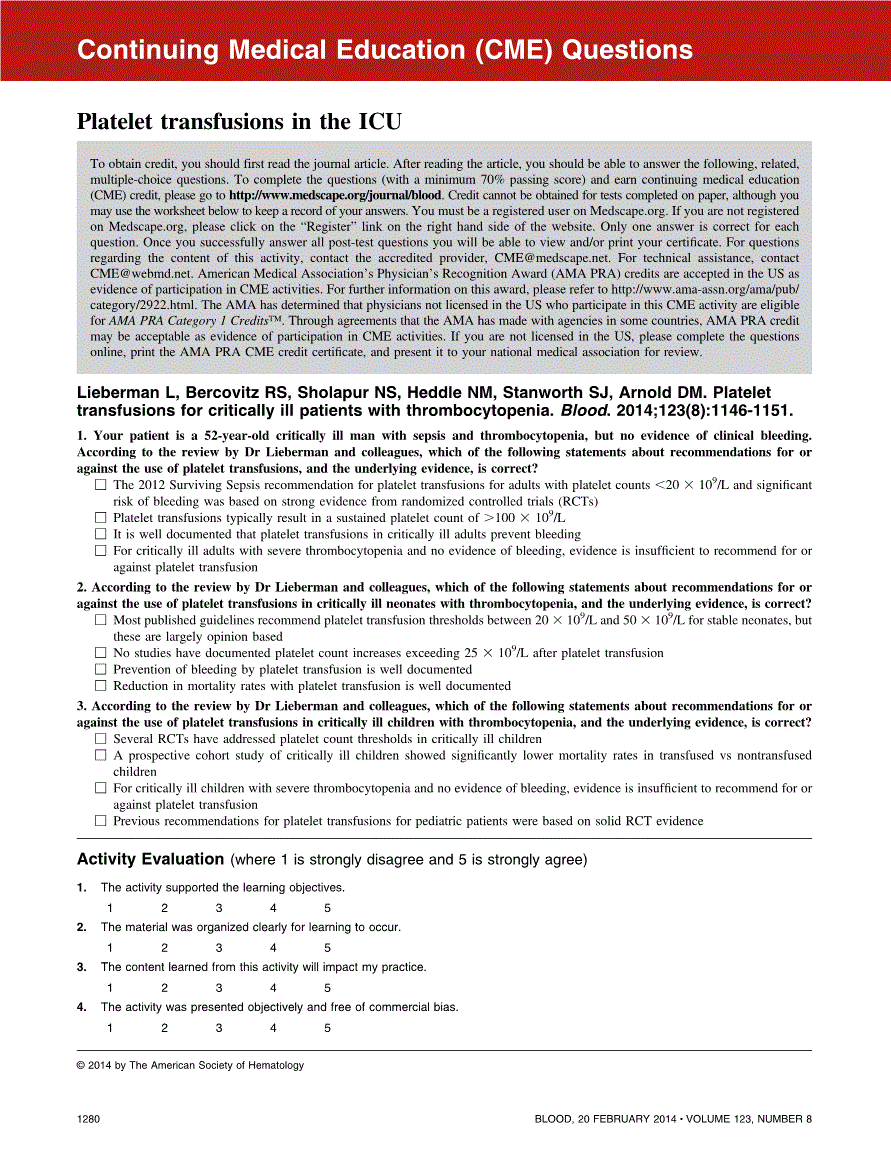First page of Platelet transfusions in the ICU