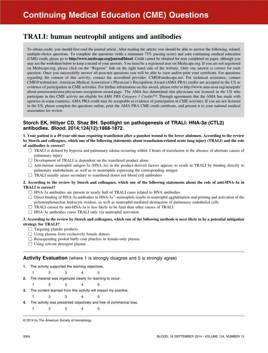 First page of TRALI: human neutrophil antigens and antibodies