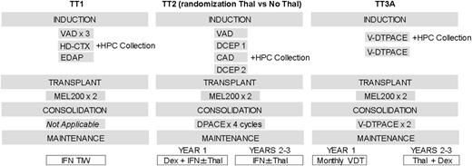 Figure 1. Components of Total Therapy trials TT1, TT2, and TT3a.