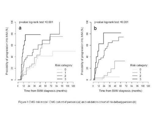 Figure 1:. CMG risk model: CMG cohort of patients and validation cohort of Heidelberg patients