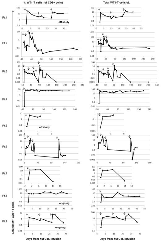 Figure 3. (Arrows indicate T cell infusions)