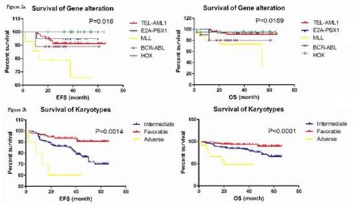 Figure 2. a EFS and OS of B-ALL patients with fusion gene positive or negative.