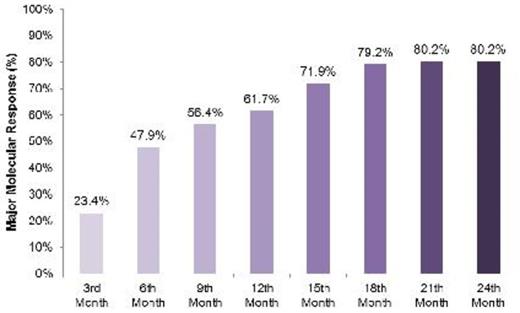 Figure 1. Cumulative major molecular response rates at various time points