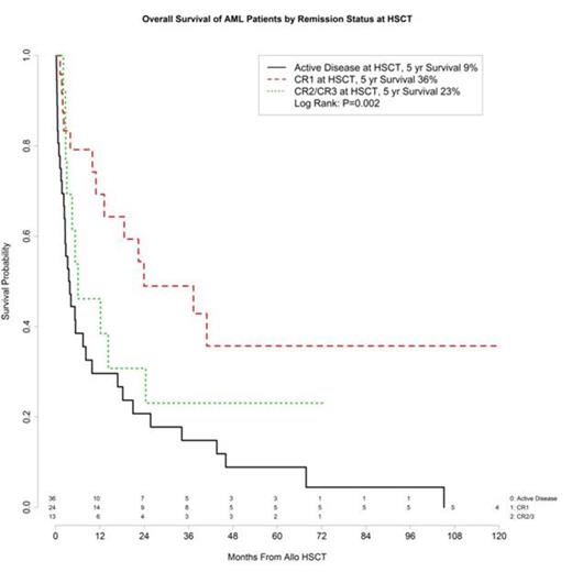 Figure 2. Overall Survival of AML Patients by Remission Status.
