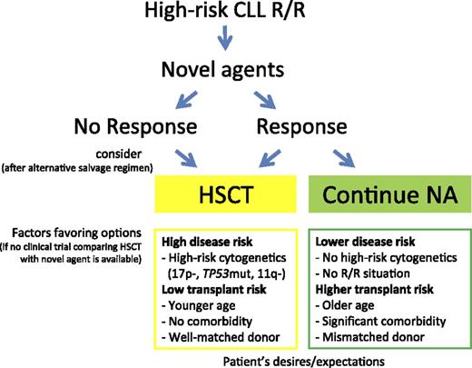 Figure 1. Decision tree for HR-CLL. NA, novel agents.