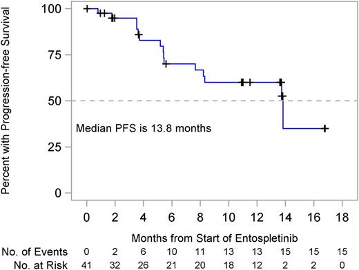 Figure 2. PFS (N = 41) in CLL subjects.