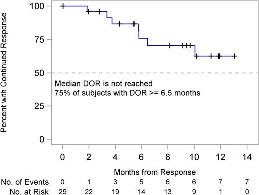 Figure 4. DOR among responding subjects with CLL (N = 25).