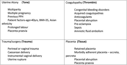 Figure 4. Preexisting and intrapartum risk factors for PPH.